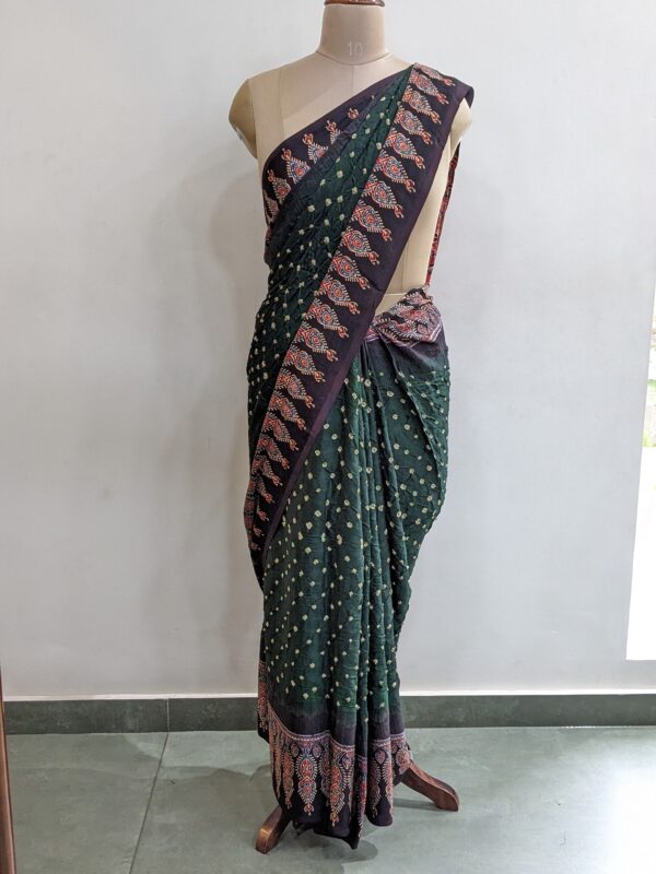 AJRAKH BANDHANI MODAL SILK SAREE (WITH BLOUSE)
