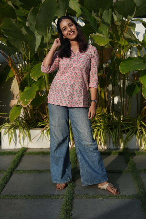 SANGANERI SIDE PLEATED SHORT TOP - Image 2