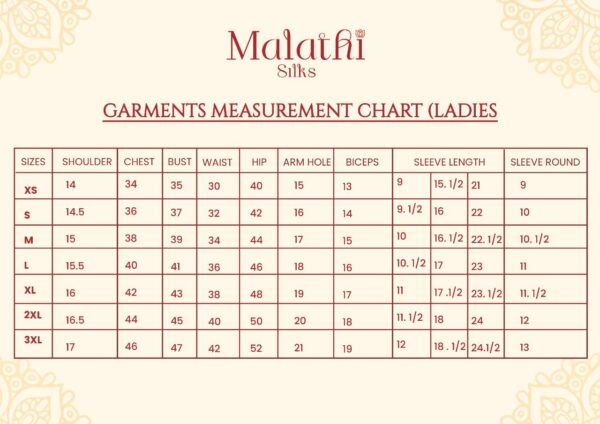 Garments Measurement Charts(Ladies)
