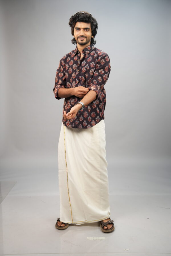 AJRAKH BLACK FULL SLEVEE SHIRT - Image 2