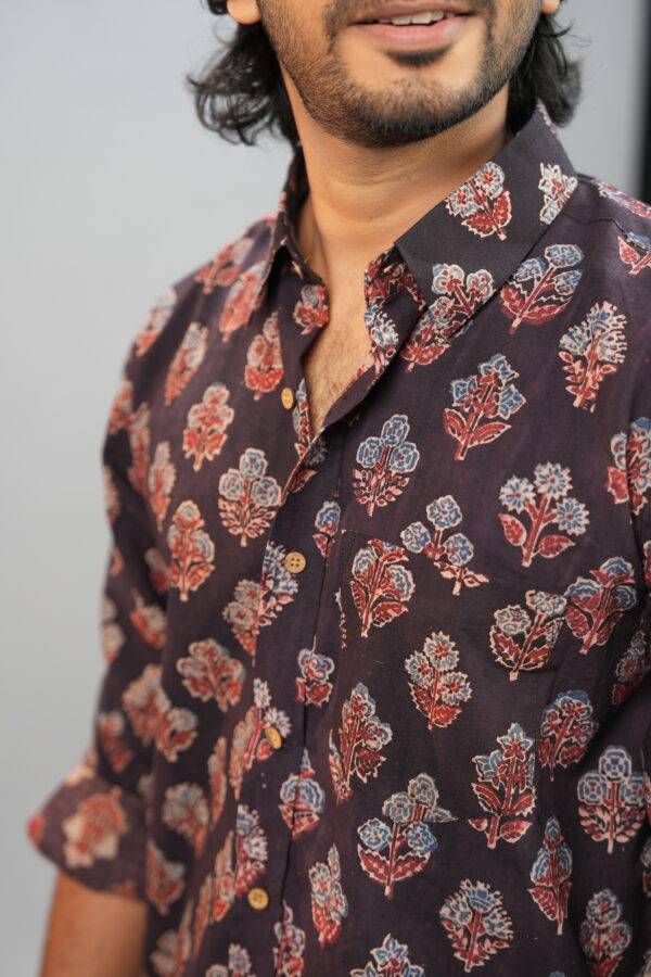 AJRAKH BLACK FULL SLEVEE SHIRT - Image 4