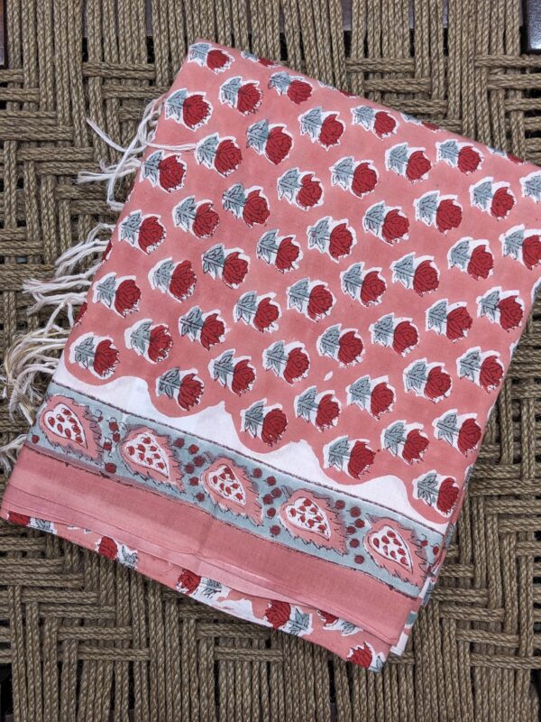 UNSTITCHED HANDBLOCKED MUL COTTON SUIT SET (WITH KOTA DORIYA DUPATTA)