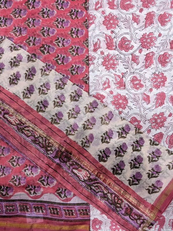 UNSTITCHED 3-PIECE CHANDERI SUIT SET