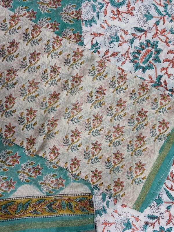 UNSTITCHED 3-PIECE CHANDERI SUIT SET