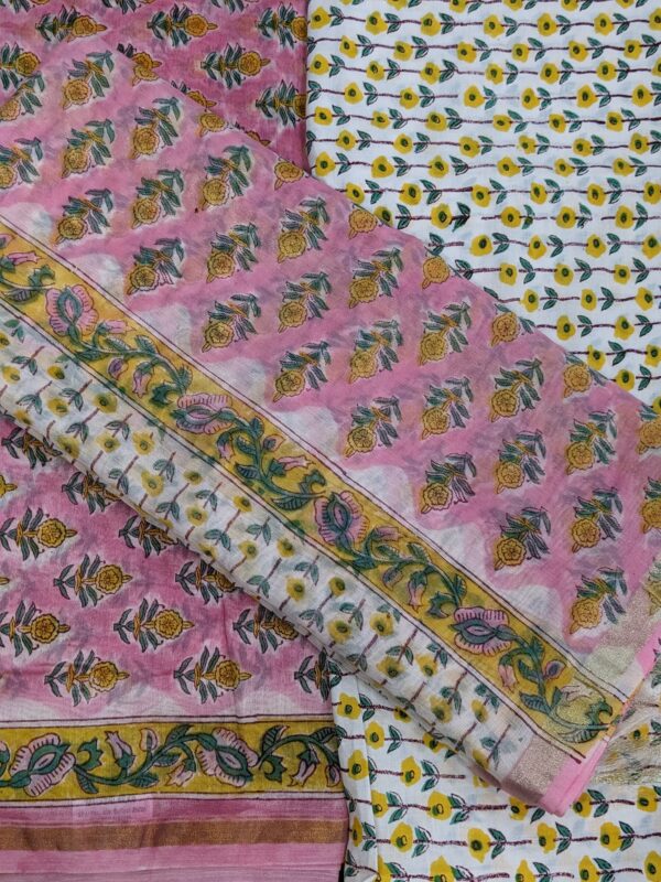 UNSTITCHED 3-PIECE CHANDERI SUIT SET