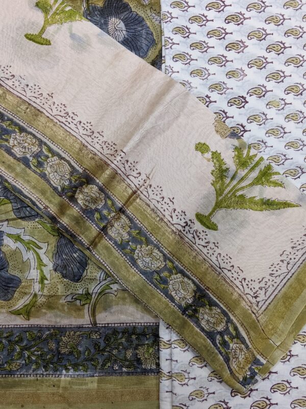 UNSTITCHED 3-PIECE CHANDERI SUIT SET