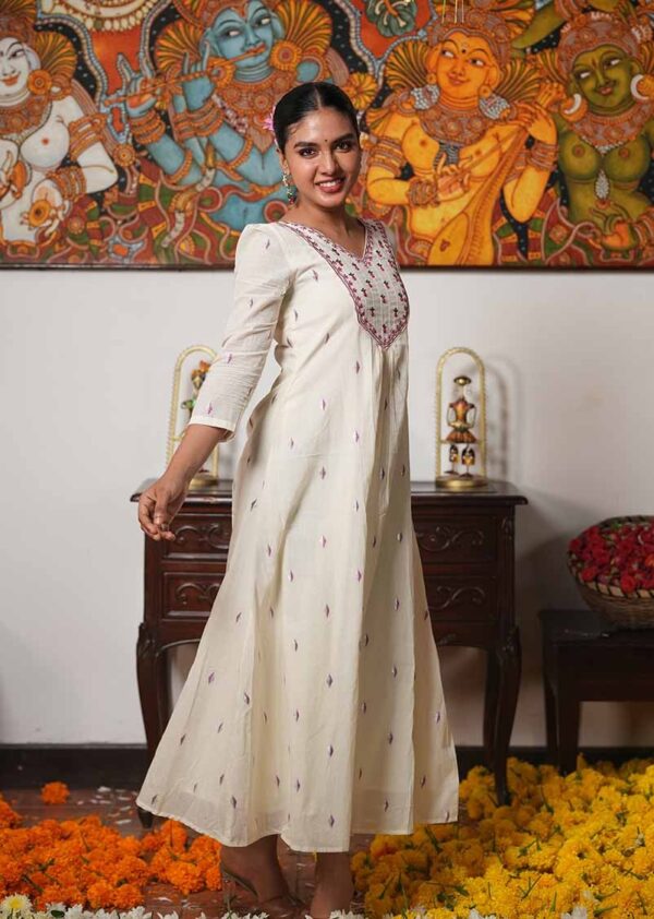 CHARITHA – EMBROIDERED LUREX YOKE DRESS