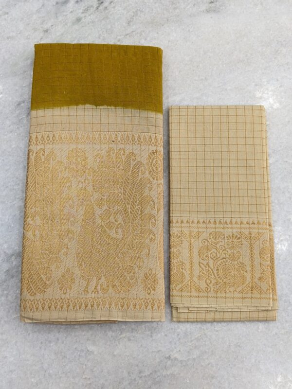 MADURAI SUNGIDI CHECKED COTTON SAREE – (CHECKED BLOUSE)