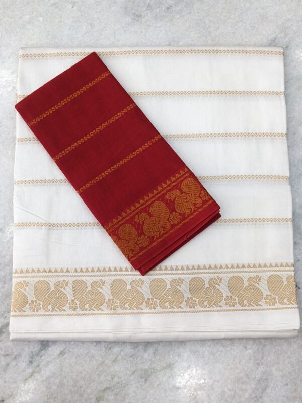 MADURAI SUNGIDI VELDHARI COTTON SAREE – (VELDHARI BLOUSE)