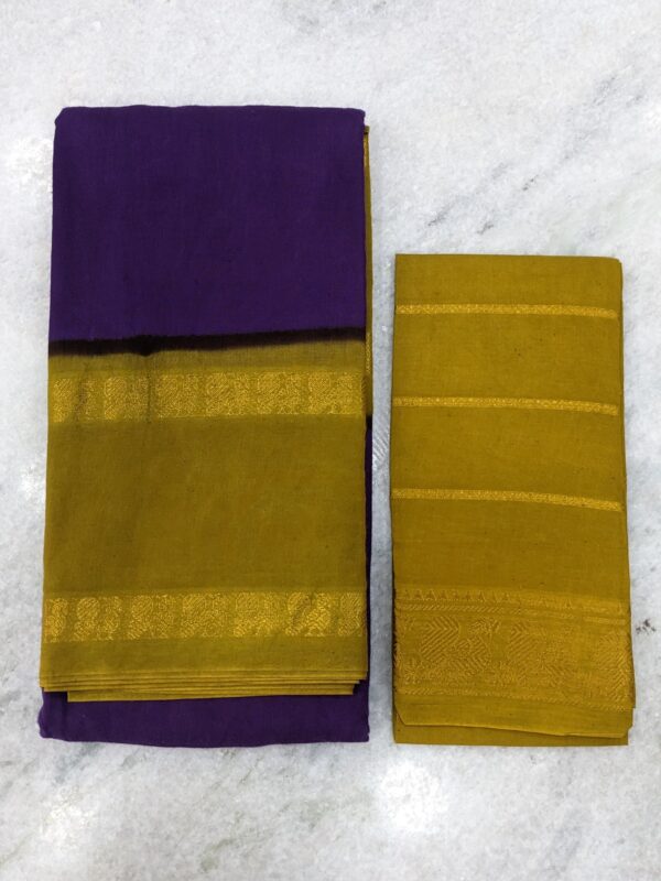 MADURAI SUNGIDI PLAIN COTTON SAREE – (VELDHARI BLOUSE)