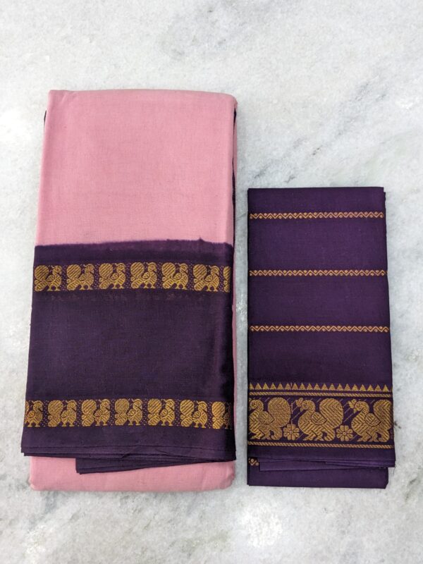 MADURAI SUNGIDI PLAIN COTTON SAREE – (VELDHARI BLOUSE)