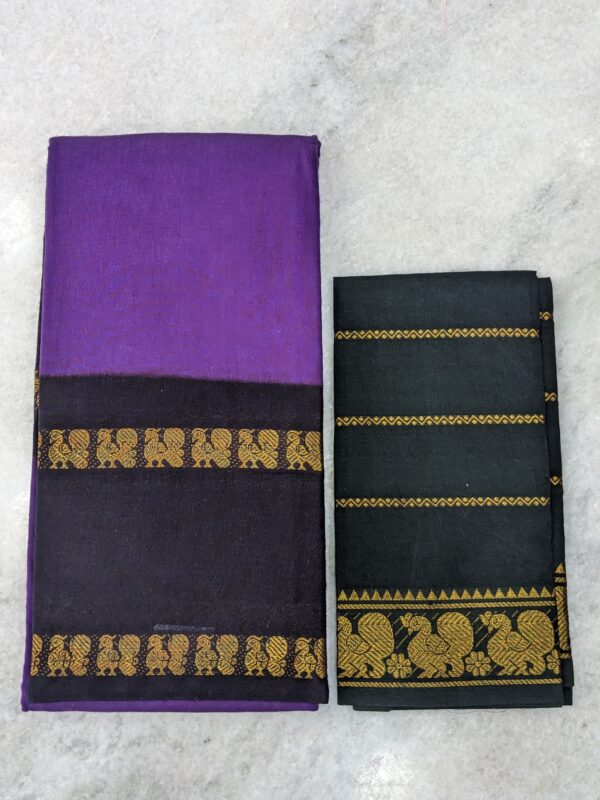 MADURAI SUNGIDI PLAIN COTTON SAREE – (veldhari blouse)