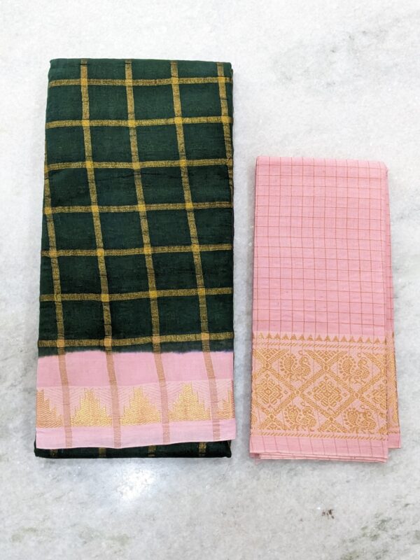 MADURAI SUNGUDI BIG CHECK SAREE (CHECKED BLOUSE)