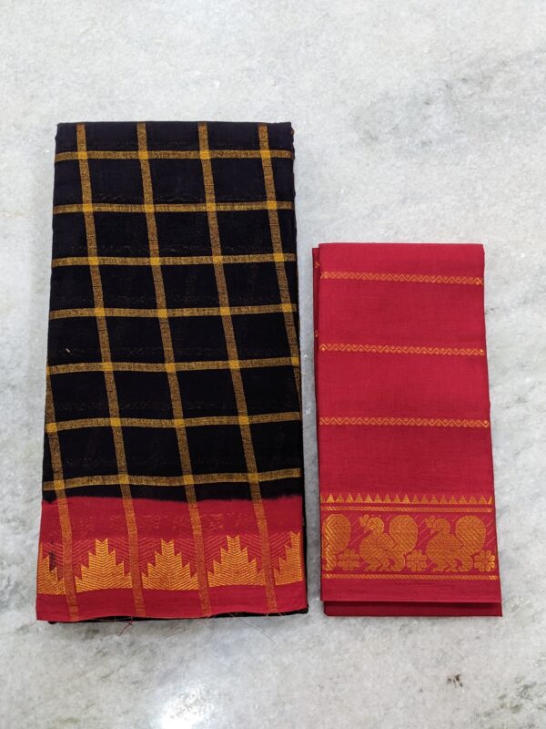 MADURAI SUNGUDI BIG CHECK SAREE (CHECKED BLOUSE)