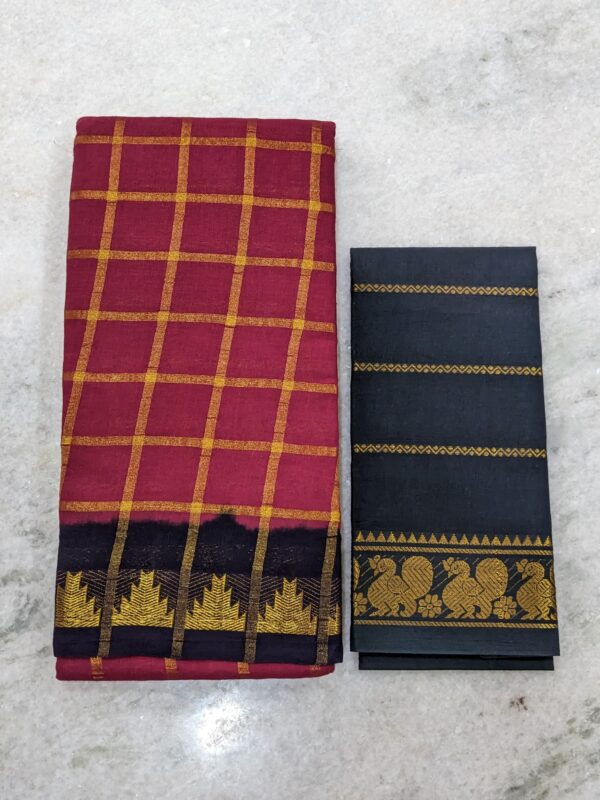 MADURAI SUNGUDI BIG CHECK SAREE (CHECKED BLOUSE)