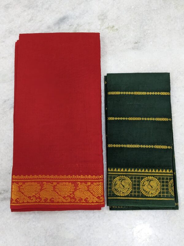 MADURAI SUNGIDI PLAIN COTTON SAREE – (VELDHARI BLOUSE)