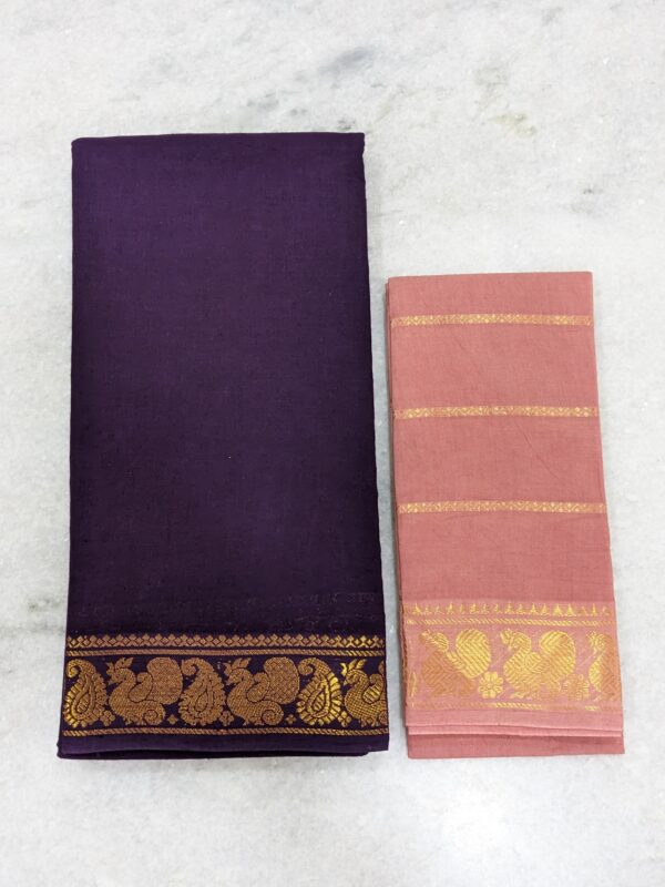 MADURAI SUNGIDI PLAIN COTTON SAREE – (VELDHARI BLOUSE)