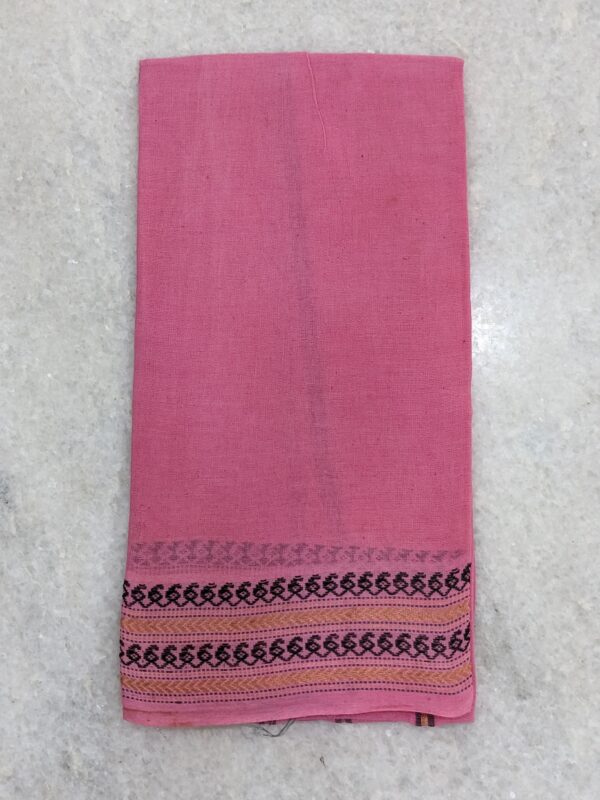LIGHT PEACH COLOUR MADURAI SUNGUDI PLAIN KASAVU BORDER BLOUSE PIECE