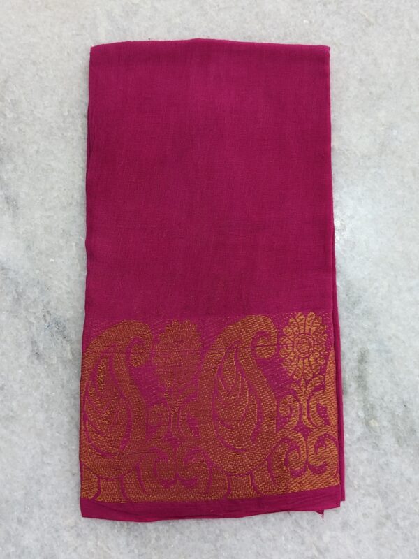 MAGENTA COLOUR MADURAI SUNGUDI PLAIN KASAVU BORDER BLOUSE PIECE
